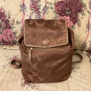 Coach Brown Tan Backpack Excellent Like New